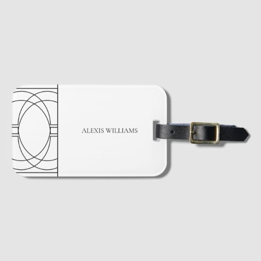 Modern minimalistisch zwart-wit script bagagelabel (Voorkant (horizontaal))