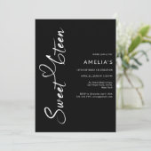 Modern minimalistisch zwart-wit Sweet 16 Kaart (Staand voorkant)
