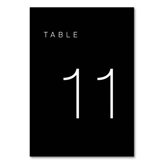 Modern minimalistisch zwart-wit tabelnummer 11 kaart (Voorkant)