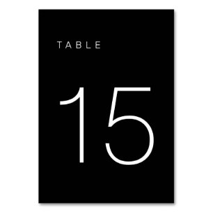 Modern minimalistisch zwart-wit tabelnummer 15 kaart