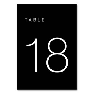 Modern minimalistisch zwart-wit tabelnummer 18 kaart