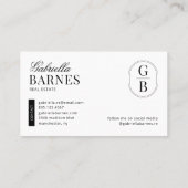 Modern minimalistisch zwart-wit vet visitekaartje (Achterkant)