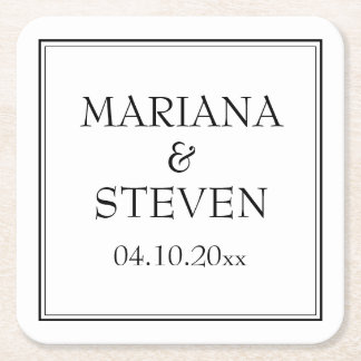 Modern minimalistisch zwart-wit vierkante kartonnen onderzetter