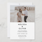 Modern minimalistisch zwart withuwelijk kaart (Voorkant)