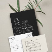 Modern minimalistisch zwart-withuwelijk kaart