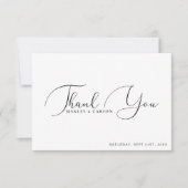 Modern minimalistisch zwart witscript huwelijk bedankkaart (Voorkant)