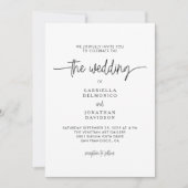 Modern minimalistisch zwart witscript huwelijk kaart (Voorkant)