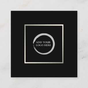 Modern minimalistisch zwart zilver eenvoudig logo  vierkante visitekaartje