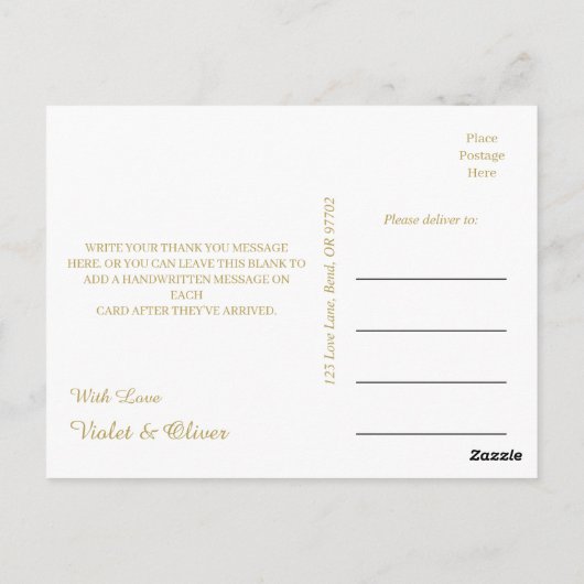 Modern minimalistisch | Zwarte gouden bruiloft Har Briefkaart (Achterkant)