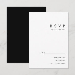 Modern minimalistisch   Zwarte RSVP-kaart RSVP Kaartje