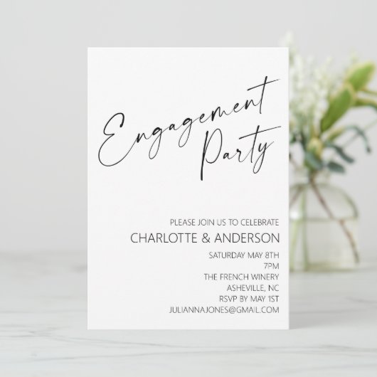 Modern minimalistisch | Zwarte Script Engagement P Kaart (Staand voorkant)