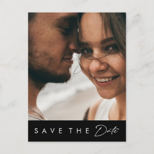 Modern minimalistisch   Zwarte Vette foto slaat de Uitnodiging Briefkaart