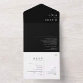 Modern minimalistisch | Zwarte zegels en verzendin All In One Uitnodiging (Binnen)