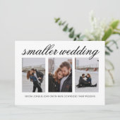 Modern Minimalistische 3 Foto's Kleinere Trouwdag Aankondiging (Staand voorkant)