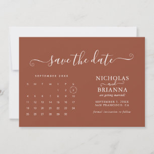 Modern minimalistische agenda voor Terracotta Save The Date