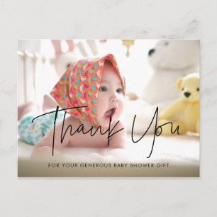 Modern minimalistische baby shower bedankje briefkaart