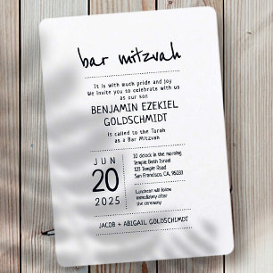Modern + Minimalistische Bar Mitzvah Kaart