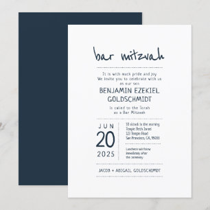 Modern + Minimalistische Bar Mitzvah Kaart