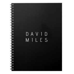 Modern Minimalistische Bewerkbare Naam Zwart & W Notitieboek
