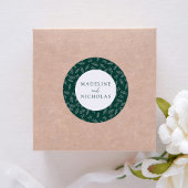 Modern minimalistische botanische groene bruiloft ronde sticker
