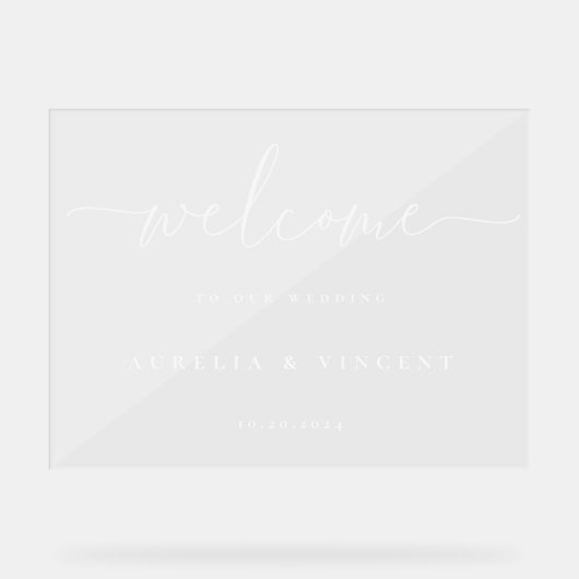 Modern minimalistische bruiloft welkom acryl bord (Voorkant)