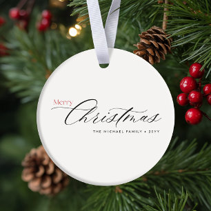 Modern Minimalistische Familie van Vier Foto Kerst Keramisch Ornament