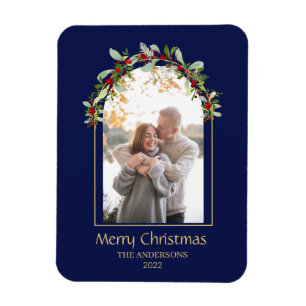 Modern minimalistische Floral Arch Foto Blauw Magneet