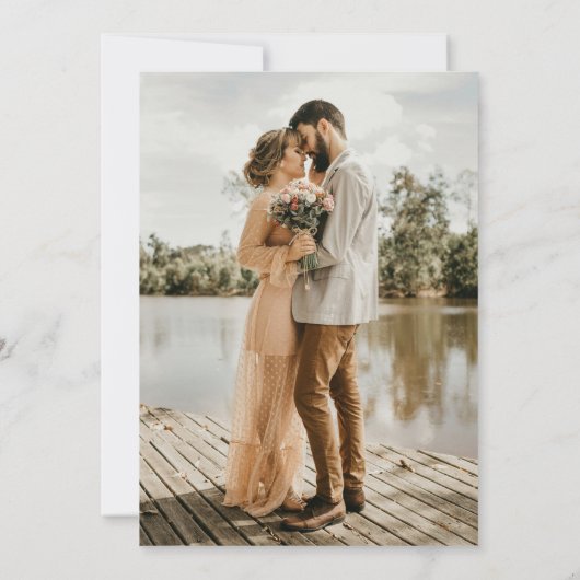 Modern Minimalistische Foto Boho Bruiloft Kaart (Achterkant)