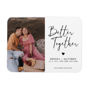 Modern Minimalistische Foto Bruiloft Save The Date Magneet