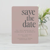 Modern minimalistische mosterdbuidel save the date (Staand voorkant)