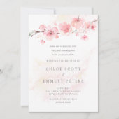Modern minimalistische roze kerry Blossom Wedding Kaart (Voorkant)