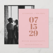 Modern minimalistische terracotta Blush volledige  Save The Date (Voorkant / Achterkant)