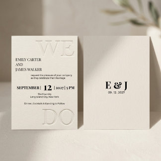Modern Minimalistische 'WE DO' Gepreste Trouwkaart Kaart