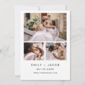 Modern minimalistische White Wedding Foto 4 Kaart (Achterkant)