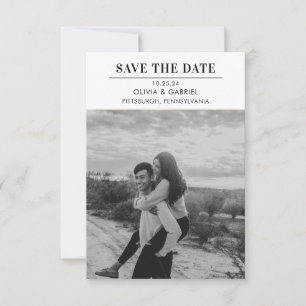 Modern Minimalistische Zwart Witte Foto Save the D Date