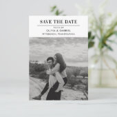 Modern Minimalistische Zwarte Witte Foto Save the Save The Date (Staand voorkant)