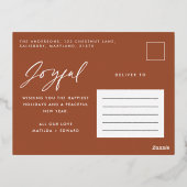 Modern minimum script multi-photokerstroest folie feestdagen briefkaart (Achterkant)