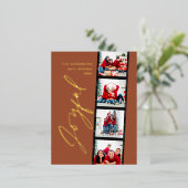 Modern minimum script multi-photokerstroest folie feestdagen briefkaart (Staand Voorkant)