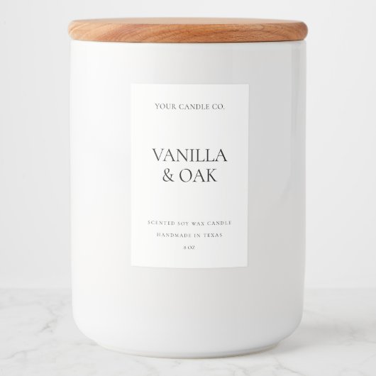 Modern minimumaantal kaarsen voedselcontainer etiket (Voorkant)