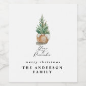 modern minimumjaar om de kerstboom te herinneren wijn etiket (Enkel label)