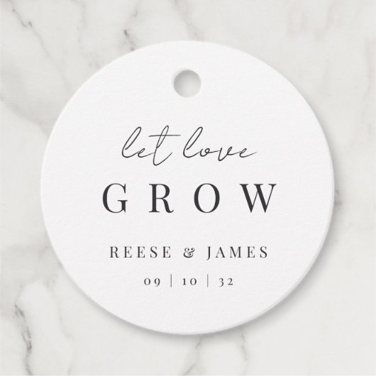 Modern Minimumscript Let Love Grow Seed of Plant Bedankjes Labels (Voorkant)
