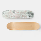 Modern Mint Black Roos Gold Floral Marble Skateboard (Horizontaal)
