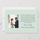 Modern Mint Black Script WeduwMonogram Foto Bedankkaart (Achterkant)