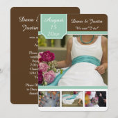 Modern Mint Brown Photo Collage Post Wedding Kaart (Voorkant / Achterkant)