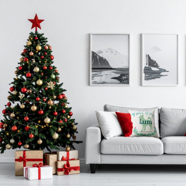 Modern Mint Chihuahua | Personalized Christmas Kussen (Creator heeft geüpload)