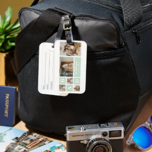 Modern Mint Collage Foto Pap Beste Gift Bagagelabel