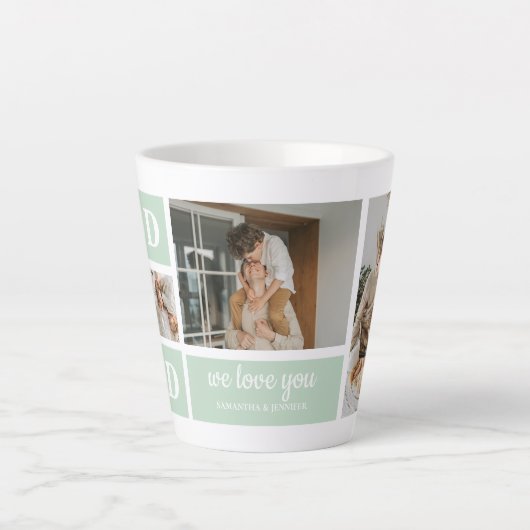 Modern Mint Collage Foto Pap Beste Gift Latte Mok (Voorkant)