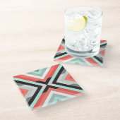 Modern Mint Coral Decorative Design Glazen Onderzetter (Schuin)