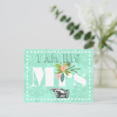 Modern Mint Damask Wedding Briefkaart (Staand voorkant)