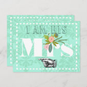 Modern Mint Damask Wedding Briefkaart (Voorkant / Achterkant)